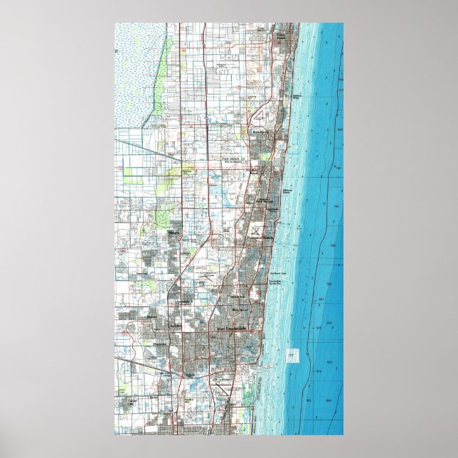 Fort Lauderdale Florida Map (1985) Poster (Vorne)