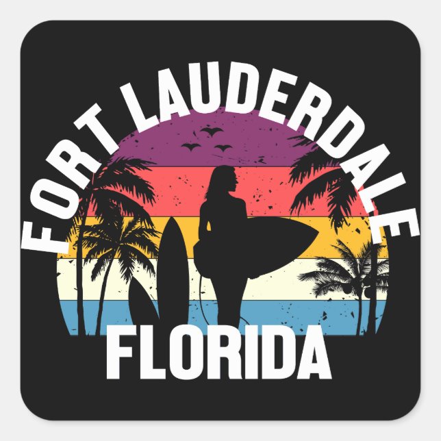Fort Lauderdale, Florida Quadratischer Aufkleber (Vorderseite)