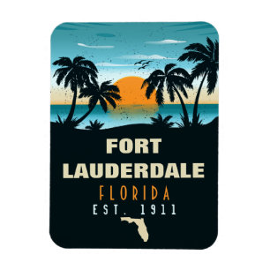Fort Lauderdale Florida Strand Retro Sonnenunterga Magnet