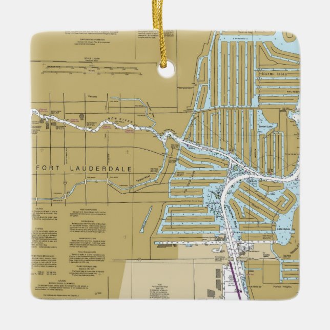 Fort Lauderdale Nautical Chart Keramikornament (Vorderseite)