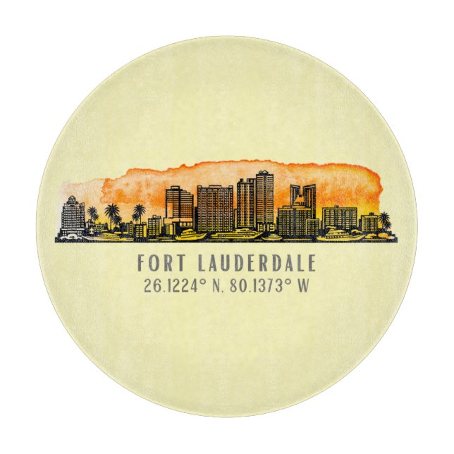 Fort Lauderdale Skyline & Coordinates Schneidebrett (Vorderseite)