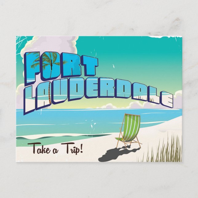 Fort Lauderdale vintage travel poster Postkarte (Vorderseite)