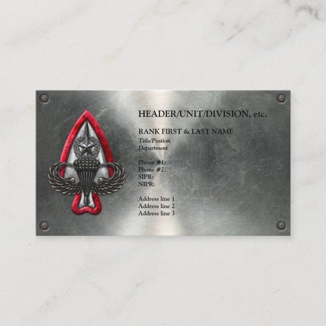Fort Liberty Customizable Metallic Business Card Visitenkarte (Vorderseite)