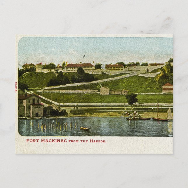 Fort Mackinac aus dem Hafen Vintag Postkarte (Vorderseite)