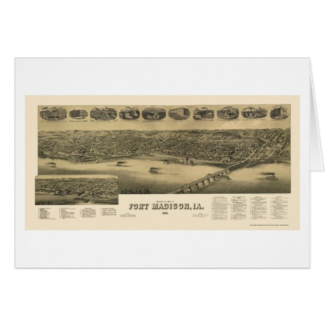 Fort Madison, IA panoramische Karte - 1888 (Vorderseite (Horizontal))