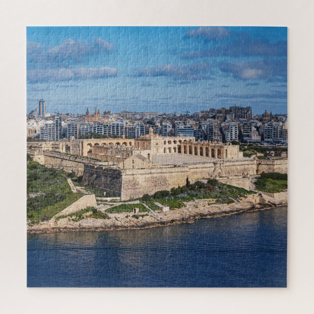 Fort Manoel und Sliema aus Valletta, Malta (Vertikal)