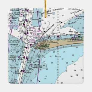 Fort Morgan AL Nautical Chart Keramikornament