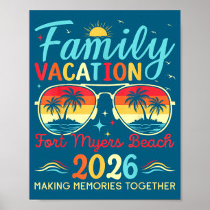Fort Myers Beach Florida Familienillustration Poster