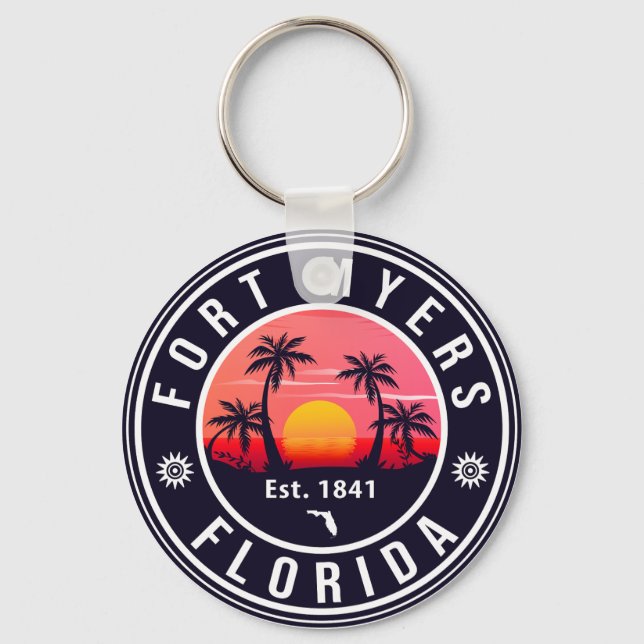 Fort Myers Beach Florida Retro Sunset Souvenirs Schlüsselanhänger (Vorderseite)