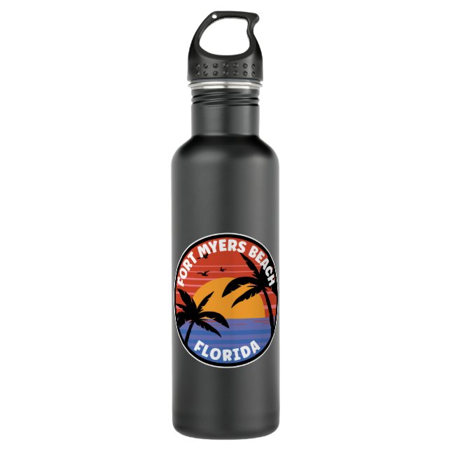 Fort Myers Beach Florida Sunset Paradise Edelstahlflasche (Vorderseite)