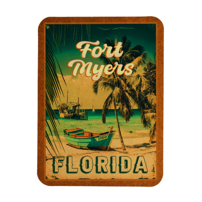 Fort Myers Beach Retro Florida Retro Souvenir 80er Magnet (Vertikal)