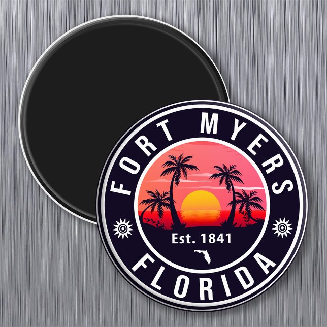 Fort Myers Beach Retro - Florida Retro Souvenir Magnet (Von Creator hochgeladen)