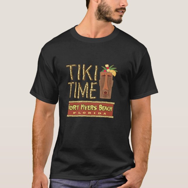 Fort Myers Beach Retro Tiki Bar Design T-Shirt (Vorderseite)