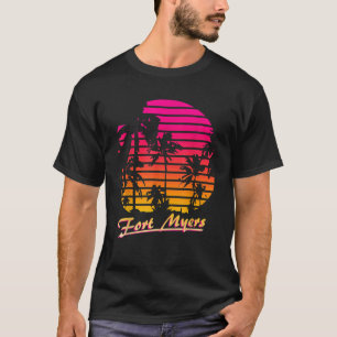 Fort Myers Cool 80er Palm Trees Summer Sunset T-Shirt
