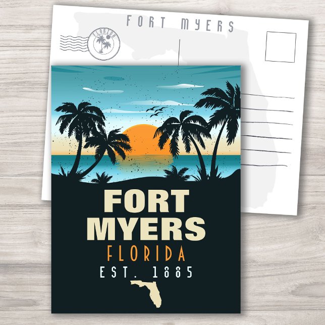 Fort Myers Florida Beach - Retro Sunset 60er Postkarte (Von Creator hochgeladen)