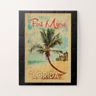 Fort Myers Florida Palm Tree Beach Vintage Travel