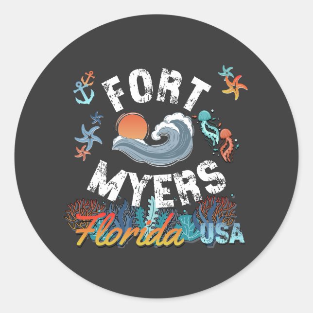 Fort Myers, Florida Runder Aufkleber (Vorderseite)