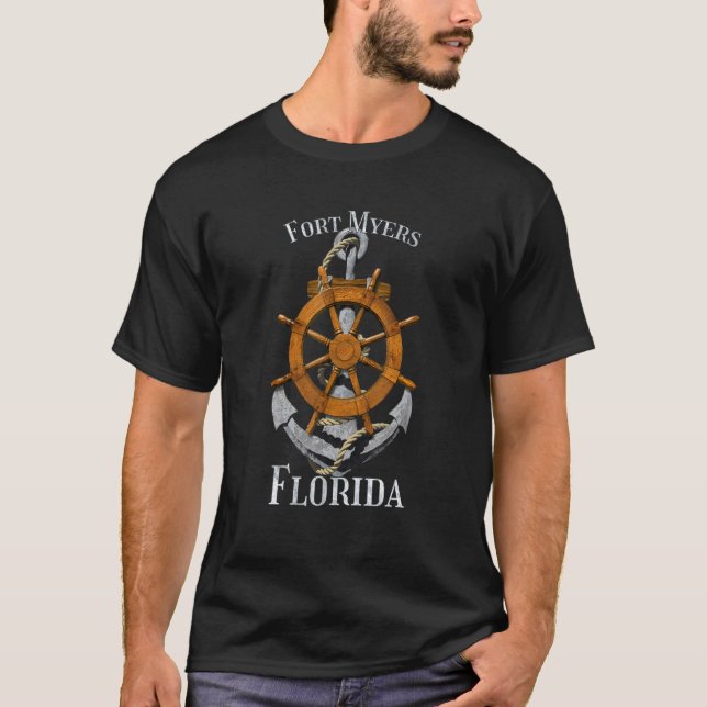 Fort Myers Florida Vacation Nautical Anchor Helm S T-Shirt (Vorderseite)