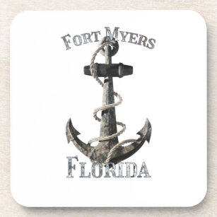 Fort Myers Florida Vacation Nautical Anchor Sailin Getränkeuntersetzer