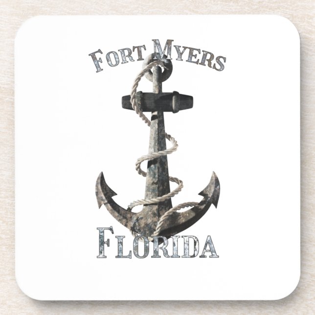 Fort Myers Florida Vacation Nautical Anchor Sailin Getränkeuntersetzer (Vorderseite)