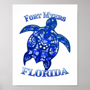 Fort Myers Florida Vacation Tribal Turtle Poster