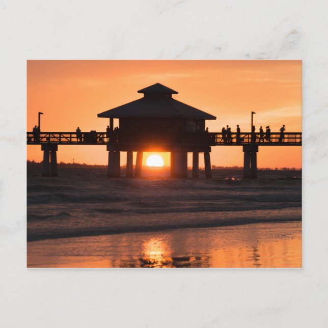 Fort Myers Pier Sunset Postkarte (Vorderseite)