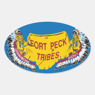 Fort Peck Assiniboine Flaggenaufkleber Ovaler Aufkleber