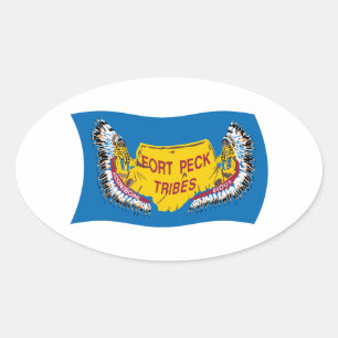 Fort Peck Assiniboine Flaggenaufkleber Ovaler Aufkleber