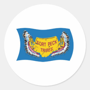 Fort Peck Assiniboine Flaggenaufkleber Runder Aufkleber
