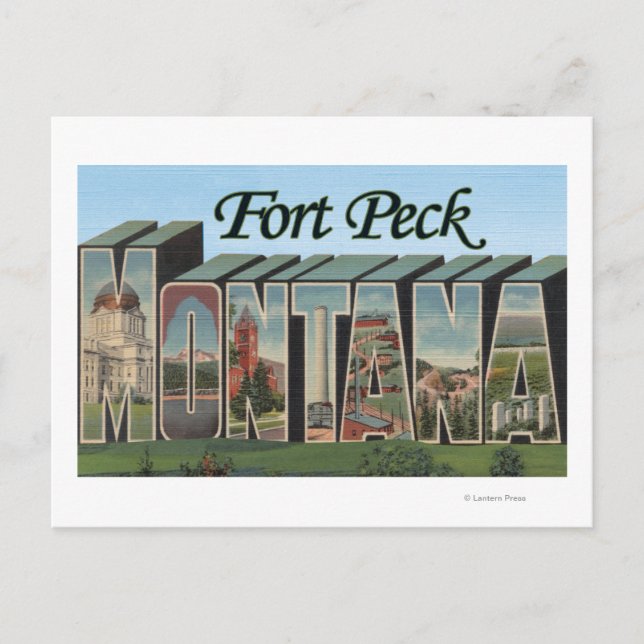 Fort Peck, Montana - Große Briefszenen Postkarte (Vorderseite)