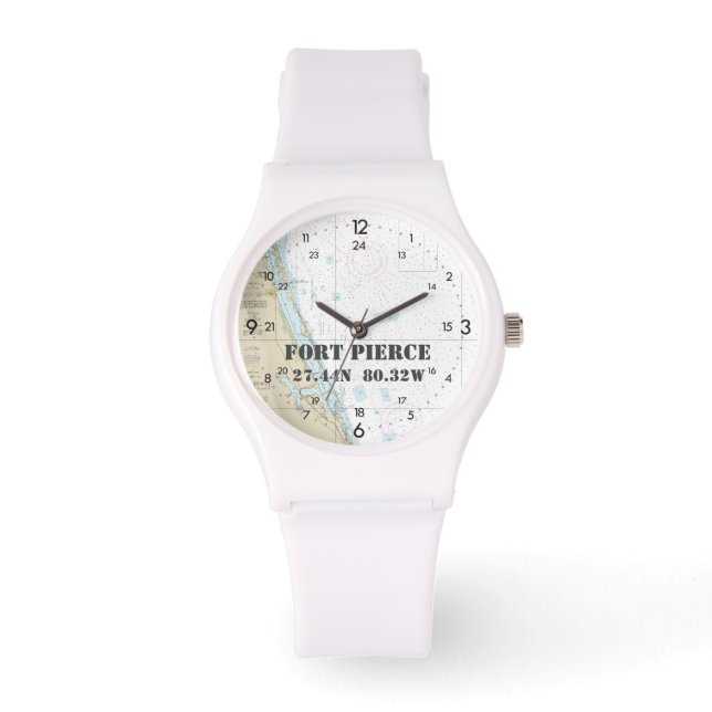 Fort Pierce FL Breitenlängendiagramm Armbanduhr (Vorderseite)