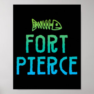 Fort Pierce Florida Souvenir Fisch Skelett Design Poster