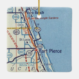 Fort Pierce Vero Beach Vintage Karte Keramikornament