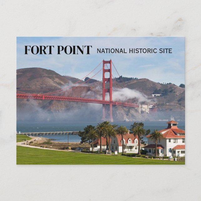 Fort Point Coast Guard Station, Golden Gate Bridge Postkarte (Vorderseite)