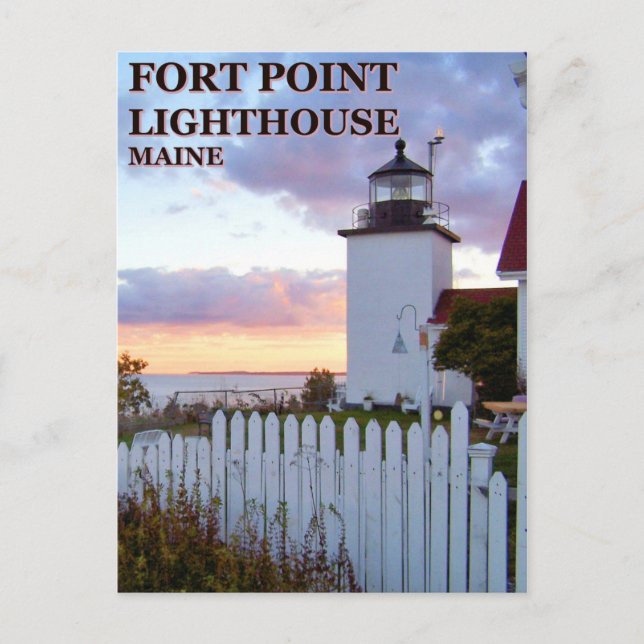 Fort Point Lighthouse, Maine Postcard Postkarte (Vorderseite)