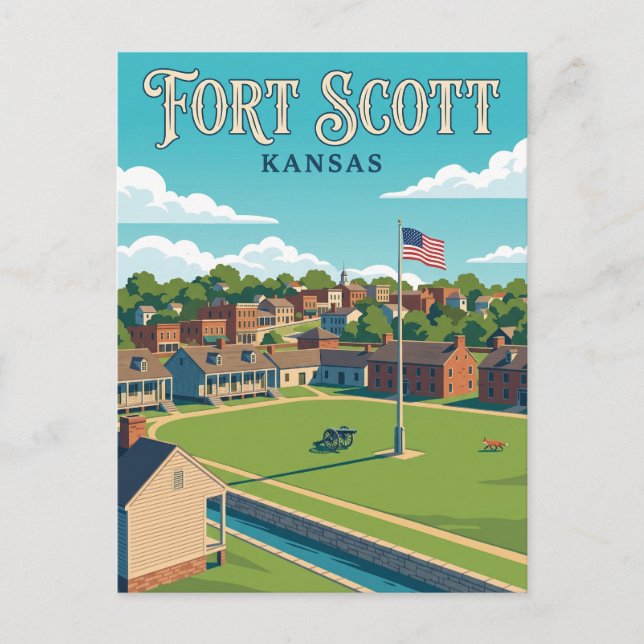 Fort Scott Kansas Postkarte (Vorderseite)