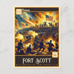 Fort Scott, Kansas VINTAG Postkarte