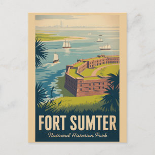 Fort Sumter Vintage Charleston Poster Postkarte
