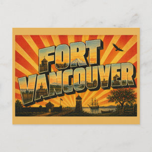 Fort Vancouver WA Columbia River Mount Hood Kunst Postkarte