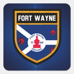 Fort Wayne Flag Quadratischer Aufkleber