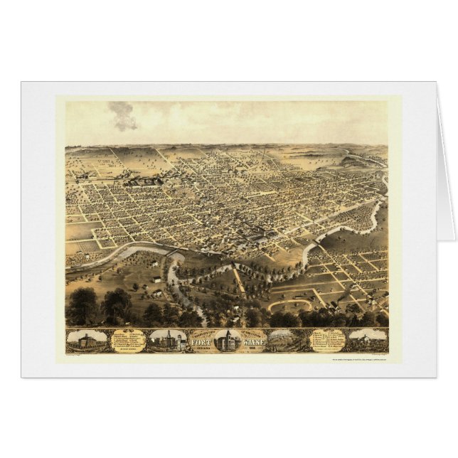Fort Wayne, IN panoramischer Karte - 1868 (Vorderseite (Horizontal))