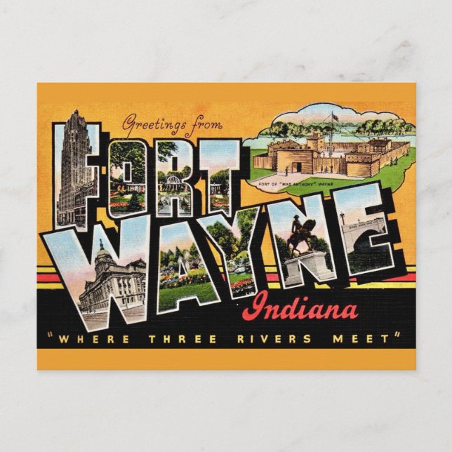 Fort Wayne IN Postkarte (Vorderseite)