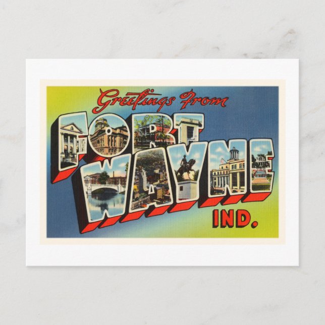 Fort Wayne Indiana Alte Jahrgänge Reisen Souvenir Postkarte (Vorderseite)