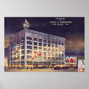 Fort Wayne Indiana Department Store at Christmas Poster