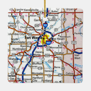 Fort Wayne Indiana Karte Keramikornament