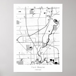 Fort Wayne Indiana Modern Minimal einfache Karte Poster