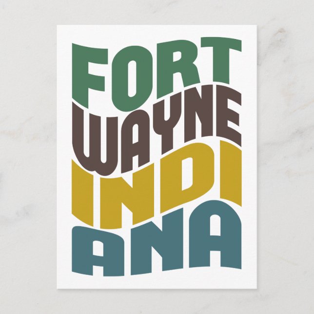Fort Wayne Indiana Retro Wave Postkarte (Vorderseite)