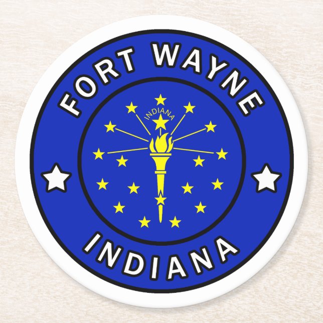Fort Wayne Indiana Runder Pappuntersetzer (Vorderseite)
