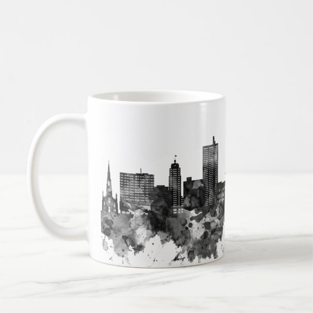 Fort Wayne Indiana Skyline BW Kaffeetasse (Links)