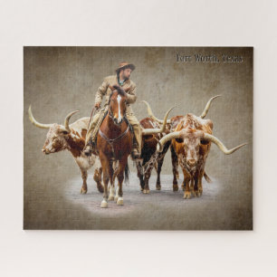 Fort Worth Cattle Drive in Textured Sepia